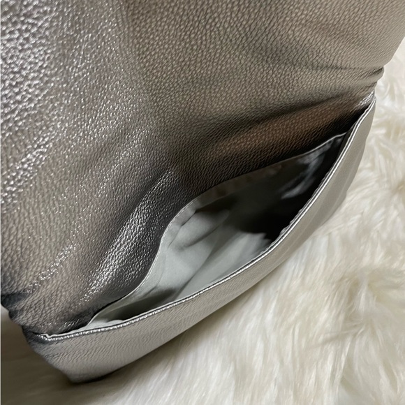 NWOT- The Drop - Super Soft Champagne Leather Fold Over Clutch #H-16 - Picture 3 of 6